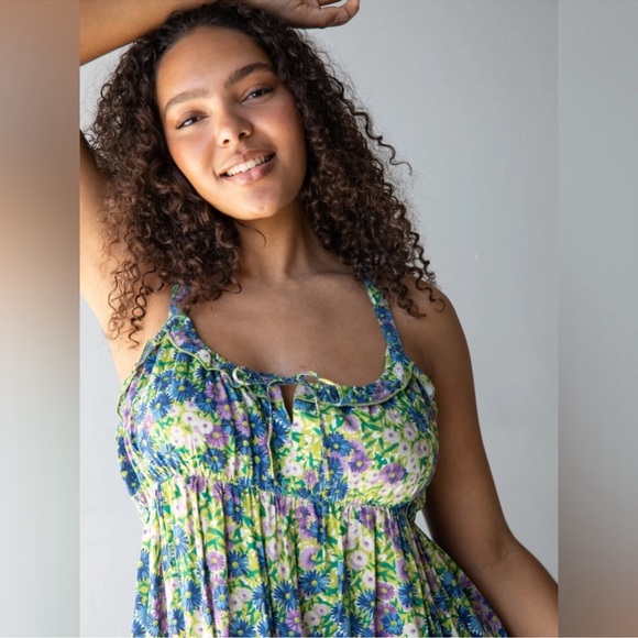 NATURAL LIFE Elizabeth Floral Maxi Dress XL Green Purple NWT Sleeveless Boho - Picture 4 of 13